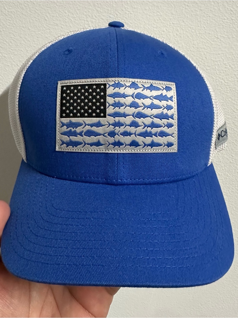 Columbia Blue Fishing Hat American Flag